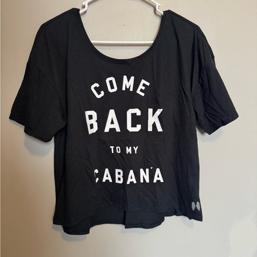 Victorias Secret Black Graphic Tee - "Come Back to My Cabana"